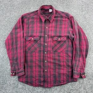 Vintage Dakota Flannel Shirt Mens L Red Tartan‎ Plaid Long Sleeve Five Brothers